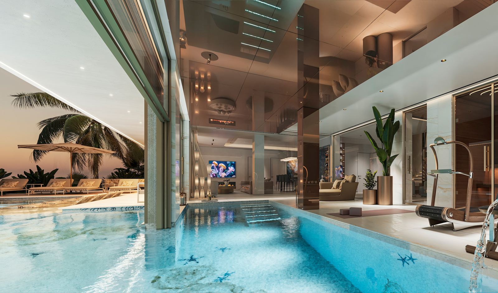 Indoor–outdoor spa pool